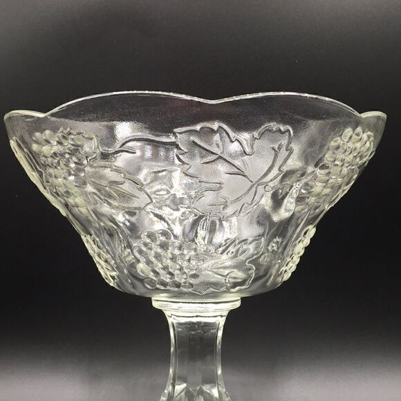Colony Harvest Clear Pressed Glass Round Compote Dish Pedestal Bowl - Picture 4 of 16